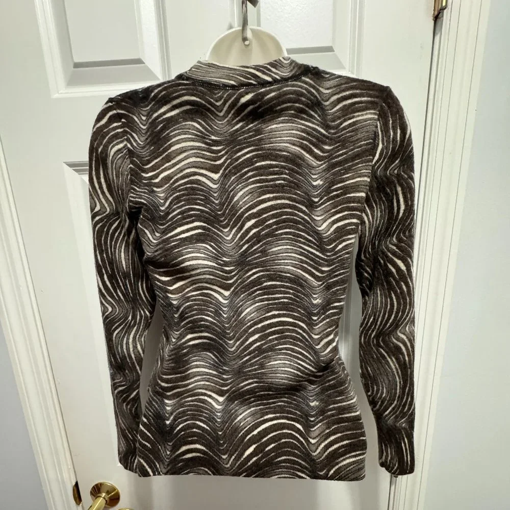 Tory Burch size small 100% merino wool zebra print sweater